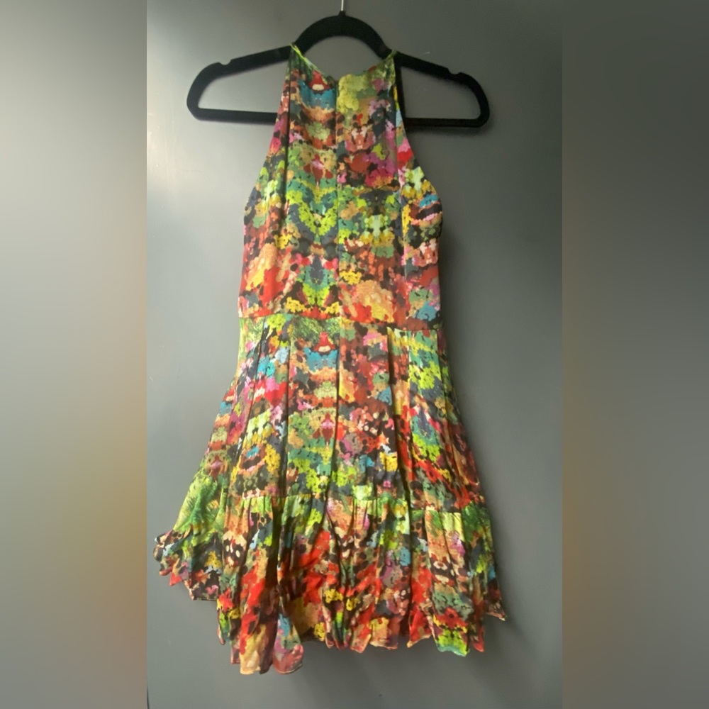 Camilla and Marc secret garden print mini dress. 100% silk.